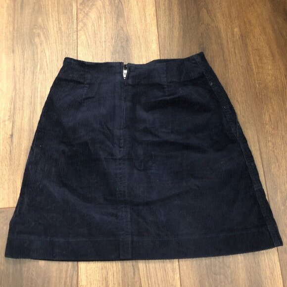 UNIQLO Corduroy Mini Skirt Size 0 Navy Blue Y2k Large Patch Pockets - Picture 5 of 8